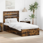 Voodiraam peatsiga Suitsetatud tamm 100 x 200 cm Tehispuit