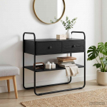 Konsoollaud Must tamm 80 x 40 x 75 cm Tehispuit