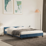 Voodiraam ilma madratsita tumesinine 140x190 cm samet