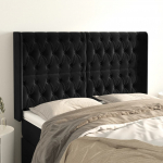 Voodipeats servadega, must, 147x16x118/128 cm, samet
