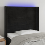 LED-voodipeats, must, 93x16x118/128 cm, samet