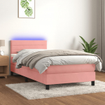 Kontinentaalvoodi madrats, LED, roosa, 90x200 cm, samet
