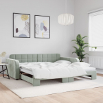 Diivanvoodi v&auml;ljat&otilde;mmatava osaga, helehall, 100x200 cm, samet