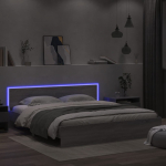 LED-tulede ja peatsiga voodiraam,hall sonoma tamm, 180 x 200 cm