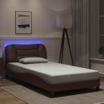 Voodiraam LED-tuledega, pruun, 100 x 200 cm, kunstnahk