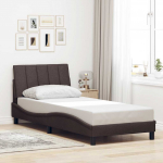 Voodiraam ilma madratsita tumepruun 80x200 cm kangas