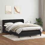 Kontinentaalvoodi madratsiga, must, 160x210 cm, samet