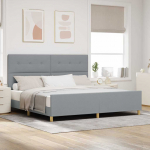 Voodiraam peatsiga helehall 200 x 200 cm kangas