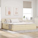 Voodi hoiukohaga ja madratsiga Kreem 200 x 200 cm Tehispuit