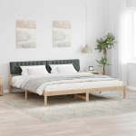 Voodiraam peatsiga pruun ja tumehall 200 x 200 cm M&auml;nnipuit