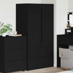 Vannitoa kapp sahtliga uksega must 79,5 x 49 x 156 cm tehispuit