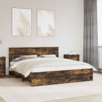 Voodiraam peatsiga suitsetatud tamm 200 x 200 cm tehispuit