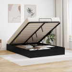 Ottomani voodiraam Must Tamm 203 x 140 x 25 cm T&ouml;&ouml;deldud puit