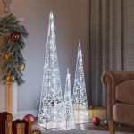 Akr&uuml;&uuml;list led valguskoonusekomplekt, k&uuml;lm valge 60/90/120 cm