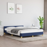 Voodiraam peatsiga ilma madratsita sinine 140x200 cm kangas