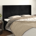 Voodipeats servadega, must, 203x16x118/128 cm, samet