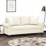 2-kohaline diivan patjadega, kreemjas, 140 cm, samet