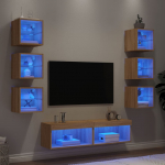 8-osaline telerikappide komplekt LED-tuledega, sonoma tamm