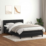 Kontinentaalvoodi madrats ja LED, must, 160x210 cm, samet