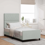 Voodiraam peatsiga helehall 90 x 190 cm samet