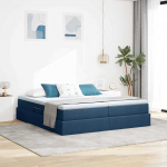 Voodi hoiukohaga ja madratsiga Sinine 180 x 200 cm Pol&uuml;ester