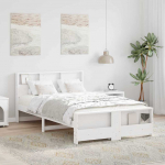 Voodiraam peatsiga Valge 120 x 190 cm Tehispuit
