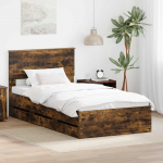 Voodiraam sahtliga suitsetatud tamm 100 x 200 cm inseneripuit