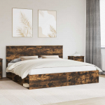 Voodiraam peatsiga Suitsetatud tamm 200 x 200 cm Tahke m&auml;nd