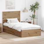 Voodiraam peatsiga sahtliga K&auml;sit&ouml;&ouml;puu 100 x 200 cm Tehispuit
