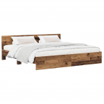 Peatsiga voodiraam peaga Vana puit 200 x 200 cm Tehispuit