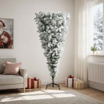 Tagurpidi kunstkuusk 210 cm PVC ja teras Roheline ja Valge