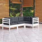 4-osaline aiam&ouml;&ouml;bli komplekt istmepatjadega, valge, m&auml;nnipuit