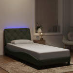 Voodiraam LED-tuledega, helehall, 90x190 cm, samet