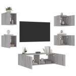 5-osaline telerikappide komplekt LED-tuledega, hall sonoma tamm