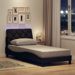 Voodiraam LED-valgustusega ja madratsita, tumepruun, 80 x 200 cm, kangas