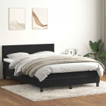 Kontinentaalvoodi madrats ja LED, must, 160x210 cm, samet