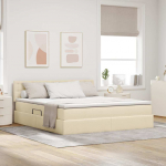 Voodi hoiukohaga ja madratsiga Kreem 180 x 200 cm Tehispuit
