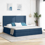 Voodi hoiukohaga ja madratsiga Sinine 200 x 200 cm Pol&uuml;ester
