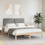 Voodiraam Pehme Peatoega peaga Helehall 140 x 190 cm Tahke m&auml;nd