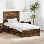 Voodiraam sahtliga suitsetatud tamm 100 x 200 cm inseneripuit