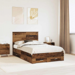 Voodiraam peatsiga sahtliga Vana puit 120 x 190 cm Tehispuit