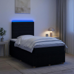 LED kontinentaalvoodi madratsiga LED-ribadega must 120 x 200 cm kangas