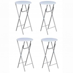 Baarilauad, 4 tk, mdfist lauaplaadiga, valge