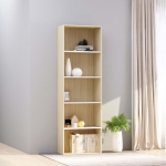 5-korruseline riiul valge, sonoma tamm 60x30x189 puitlaastplaat