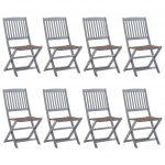 Kokkupandavad aiatoolid 8 tk patjadega, akaatsiapuit