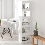 Raamaturiiul/ruumijagaja k&otilde;rgl&auml;ikega valge 40x30x166 cm
