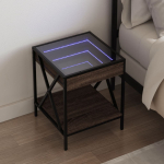 &Ouml;&ouml;kapp LED-tuledega, pruun tamm, 40x40x49 cm