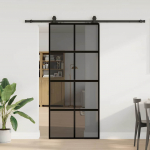 L&uuml;kanduks riistvara komplektiga must 90x205 cm karastatud klaas