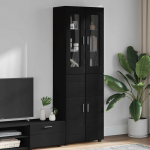 K&otilde;rge kapp riiuliga FLORIN must 60 x 35 x 182 cm tehispuit