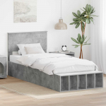 Voodiraam riiuliga peaga betoonhall 70 x 190 cm tehispuit